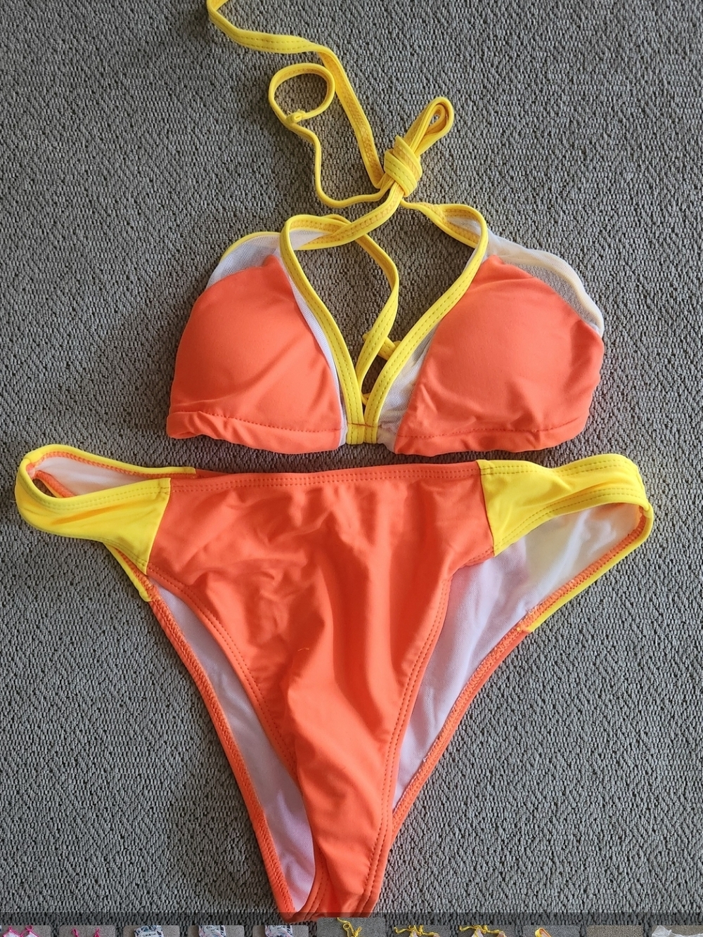 NEW SHEIN Orange and Yellow Two-Piece Bikini